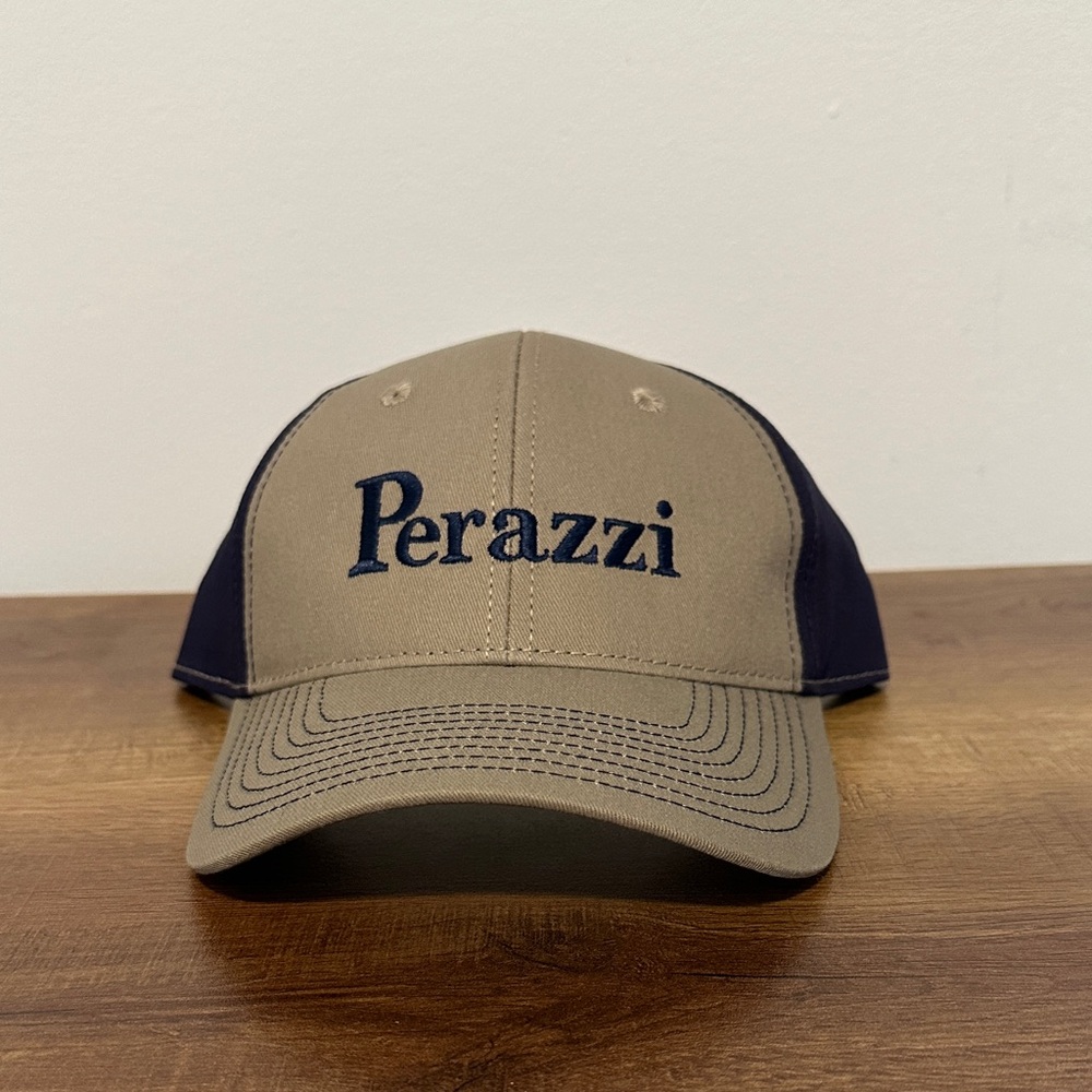 NWOT Perazzi Tan and Navy Blue Cap